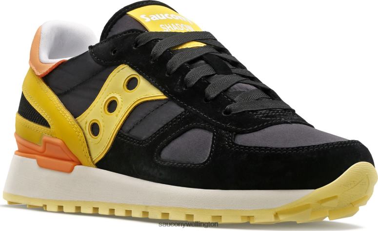 Saucony Women Shadow Original Soft and Shiny Black/Yellow 0066X705