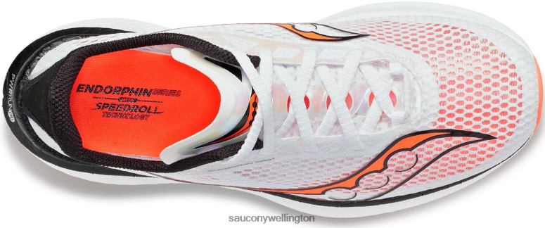 Saucony Women Endorphin Pro 3 White/Black/ViZiRed 0066X555