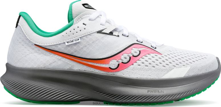 Saucony Women Ride 16 White/Gravel 0066X509